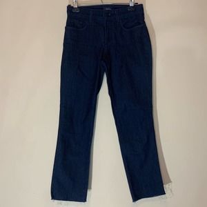 NYDJ Sheri Slim Lift Tuck Technology Womens Dark Wash  Jeans Raw Hem Size 0